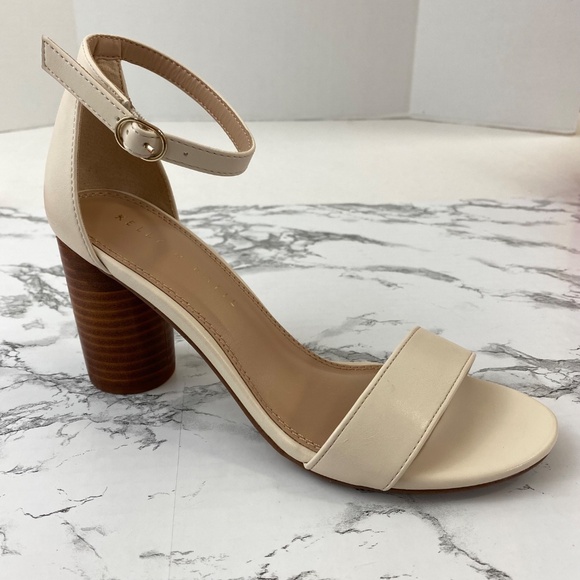 Off White Faux Leather Heeled Sandals - Picture 8 of 9